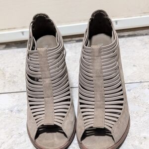 Elegant Taupe Strappy Heeled Sandals